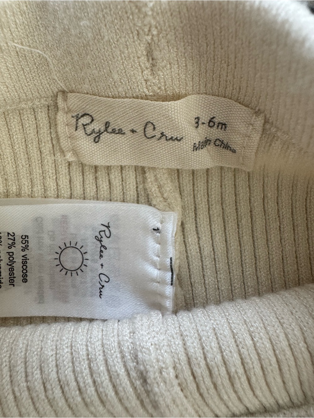 Rylee + Cru Cream Ribbed Ruffle-Collar One-Piece and Pants Set - Picture 2 of 4